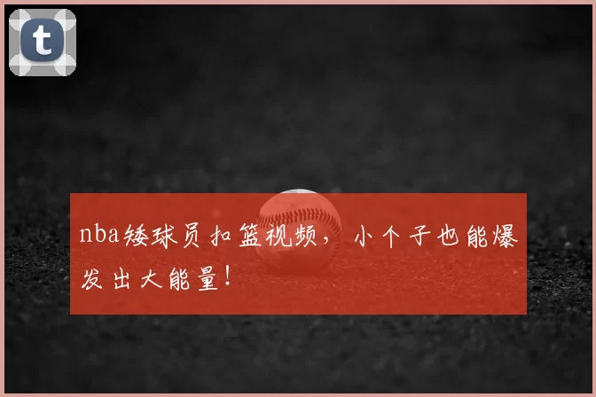 nba矮球员扣篮视频，小个子也能爆发出大能量！